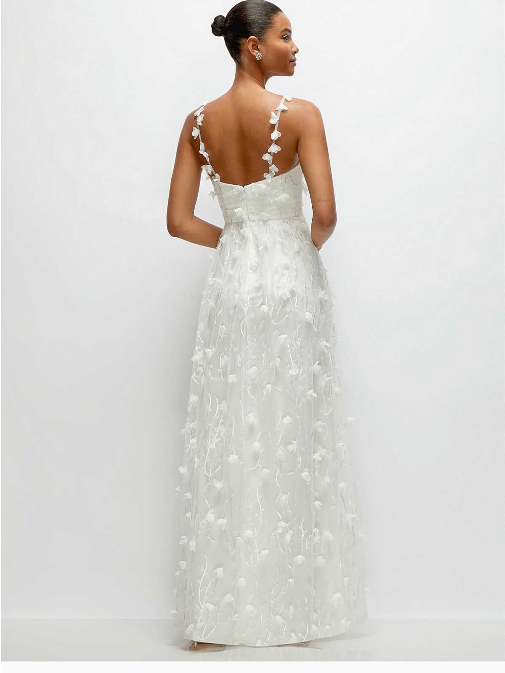 Dessy White Floral Appliqué Maxi Dress- NWT - Picture 2 of 11